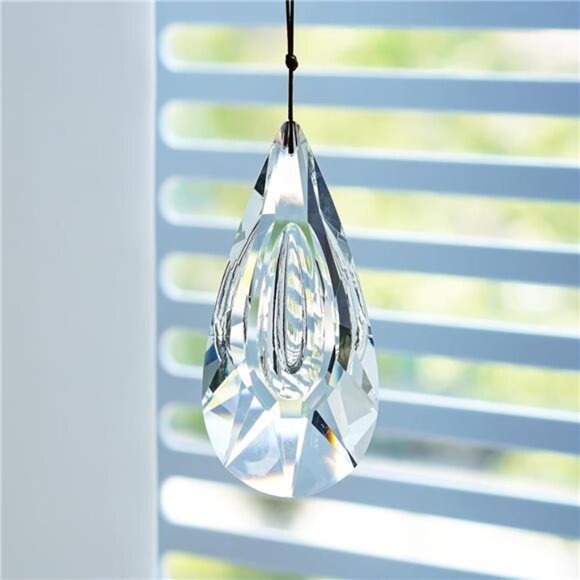 Hanging Crystal Prism Suncatcher Ornament Faceted Clear Crystal Drop Rainbow - Picture 4 of 7